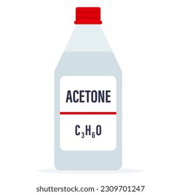 Plastic acetone bottle with chemical formula isolated on white background vector illustration