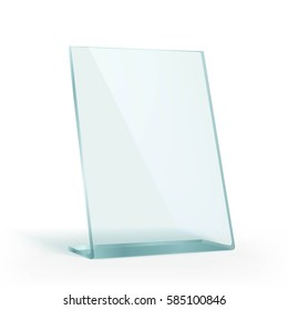 Plastic, advertising stand holder for paper. Stock vector illustration.