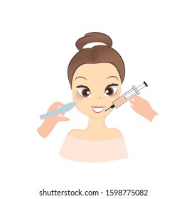 Plastic, aesthetic surgery. Modern flat vector. Surgical cosmetic procedure. Cute cartoon illustration