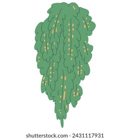 Plastic artificial plant with leaf vector cartoon illustration isolated on a white background.