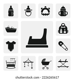 Plastic Baby Potty flach Web Symbol. Toilettentopf für Kinder solide schwarze Symbol Vektordesign. Baby-Icon-Set