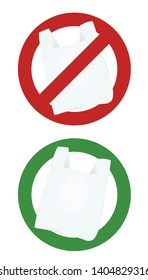 Plastic bag allowed and forbidden sign. vector illustration