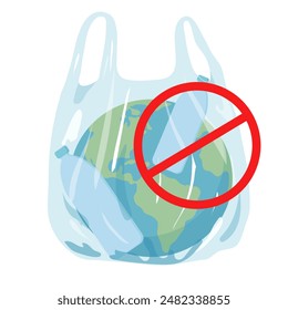 Plastic bag with bottles. Plastic free concept. Icon, vector graphics for post, banner, social networks.