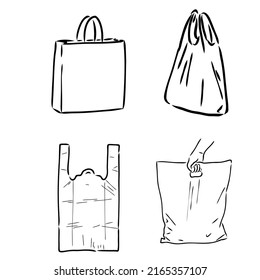 vector de caricatura de bolsas plásticas e ilustración de bolsa de plástico vector