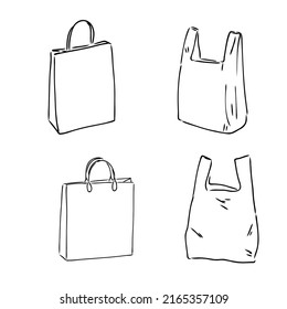 vector de caricatura de bolsas plásticas e ilustración de bolsa de plástico vector