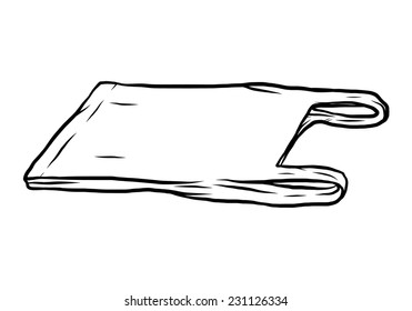 Plastic Bag / Cartoon Vector And Illustration, Black And White, Hand Drawn, Sketch Style, Isolated On White Background.