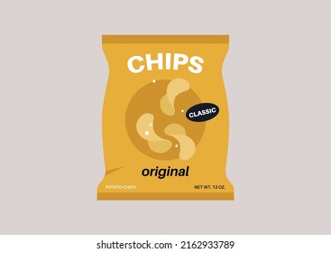 Bolsa de plástico de papas fritas clásicas, sabor original, bocadillos poco saludables