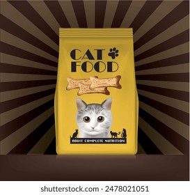 Plastic bag design for cat food packaging