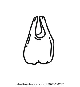 plastic bag doodle icon, vector illustration