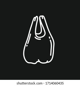 plastic bag doodle icon, vector illustration