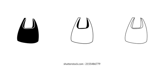 Plastic bag doodle icon, vector illustration polyethylene package.	