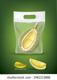 Bolsa plástica con vector de durión .ilustración