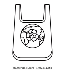 plastic bag with earth planet and recycle arrows
