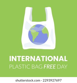 Plastic bag with earth sign vector, International plastic bag free day related