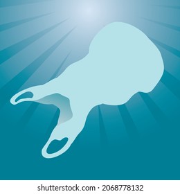 PLASTIC BAG FLOATING IN THE SEA 
