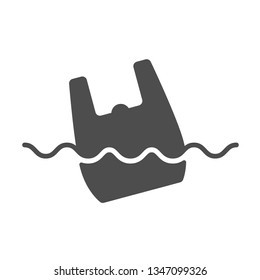plastic bag floating in sea. stop using plastic bag silhouette vector icon. say no to plastic bag. recycling and stop plastic pollution to save environment and ecology of earth