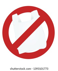 Plastic bag forbidden sign. vector illustration