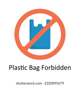 Plastic Bag Forbidden Vector Flat Icon Design illustration. Nature and ecology Symbol on White background EPS 10 File