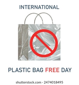 Plastic Bag Free Day Awareness Concept Design.   International Plastic Bag Free day or Stop plastic save earth environment background. Promotional advertising Poster banner design