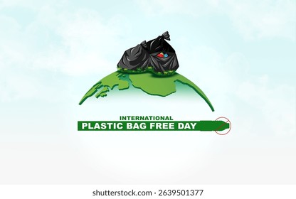 Plastic Bag Free Day Awareness Concept Design. International Plastic Bag Free Day text suitable for banners, posters and social media needs