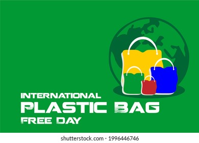 plastic bag free day. Holiday concept. Template for background, banner, card, poster, t-shirt with text inscription, vector eps 10