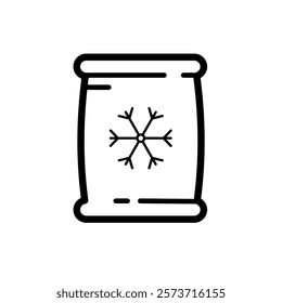 plastic bag with frozen food - vector icon