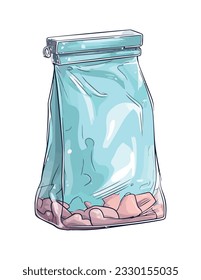 Plastic bag full products icon isolated