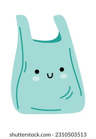 Plastic Bag Happy Character Vector Illustration