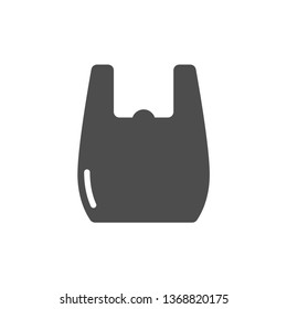 plastic bag with highlight silhouette black vector icon. isolated on white background. plastic pollution problem