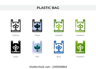 Plastic bag icon in different style. Plastic bag vector icons designed in outline, solid, colored, filled, gradient, and flat style. Symbol, logo illustration. Vector illustration