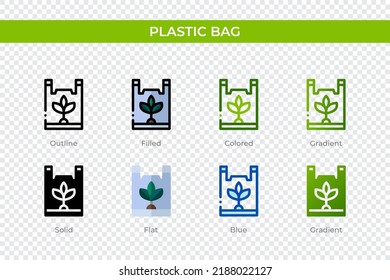Plastic bag icon in different style. Plastic bag vector icons designed in outline, solid, colored, filled, gradient, and flat style. Symbol, logo illustration. Vector illustration