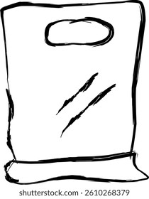 plastic bag icon in doodle style