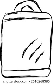 plastic bag icon in doodle style