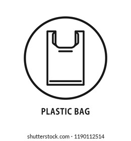 Plastic bag icon. Flat simple design. Line Vector. Isolate on white background.