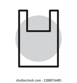 Plastic bag icon. Flat icon style. Stroke outline vector. Isolate on white background.