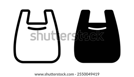 Plastic bag Icon set in black filled and line.