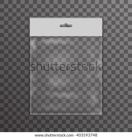 Plastic bag icon transparent reality background vector illustration