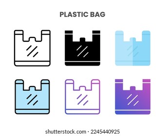 Plastic Bag icons vector illustration set line, flat, glyph, outline color gradient. Great for web, app, presentation and more. Editable stroke and pixel perfect.