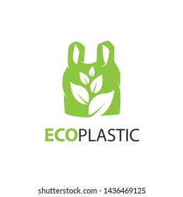 Plastic bag with leaf icon vector logo for biodegradable, compostable and bio plastic. Vector Illustration