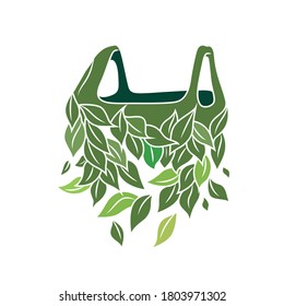 plastic bag and leaf, this logo is perfect for eco-friendly plastic bag manufacturers