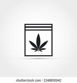 Plastic bag with marijuana leaf icon