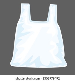 Plastic bag with mockup with front view. Cartoon color style vector illustration.