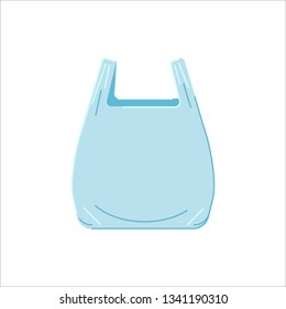 Plastic bag on a white background in flat style. Icon. Vector illustration.