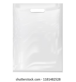 Plastic Bag on white background,white plastic bag.Realistic Shopping Bag for branding and corporate identity design.Vector.