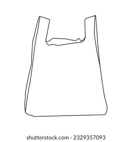 plastic bag outline vector illustration,
isolated on white background.Top view
