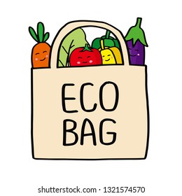 Plastic bag pollution problems concept. Say no to plastic bags, Bring your own textile bag.