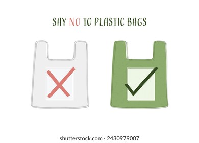 Plastic Bag. Plastic Pollution and Recycle Concept. Save the World for Suatainable, ecology and environment conservation concept design. Vector illustration.