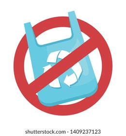 plastic bag with recycle arrows and denied symbol