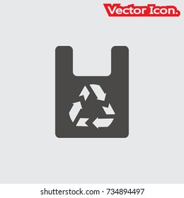 plastic bag with recycle icon isolated sign symbol and flat style for app, web and digital design. Vector illustration.