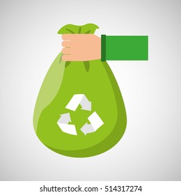 plastic bag recycled hand hold icon vector illustration eps 10